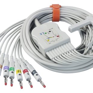 Medical grade 10-lead ECG cable with banana pins compatible with major ECG machine brands in Nepal