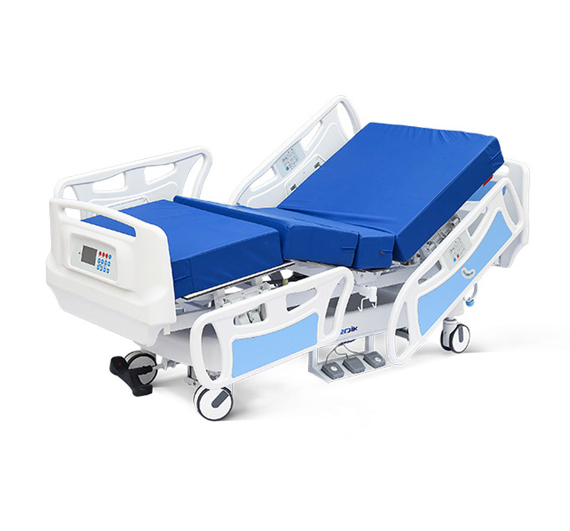 ICU Bed Fully electric five-function ICU bed with CPR release and nurse control panel, supplied by Neomeditech Biomedical Solutions in Kathmandu.