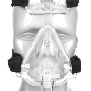 Professional silicone BiPAP full face mask with adjustable headgear and 360-degree swivel connector, supplied by Neomeditech Biomedical Solutions in Kathmandu.